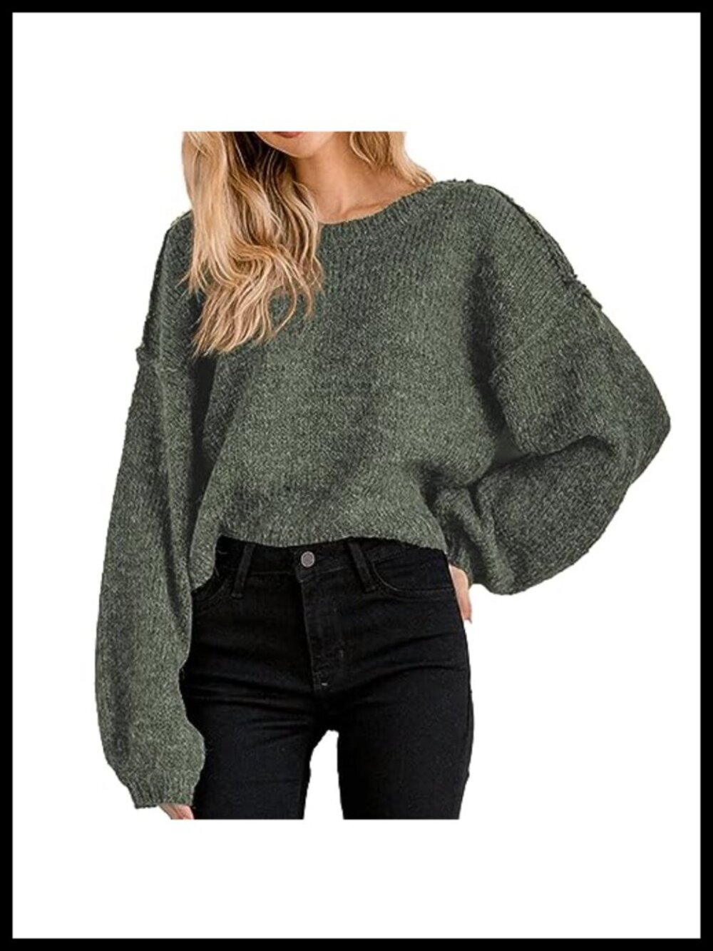 Womens Cropped Sweater Oversized Crewneck Crop Pullover Fall